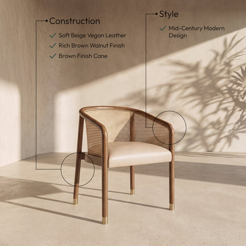 Paloma Beige Vegan Leather Upholstered Dining Chair, 2-Piece