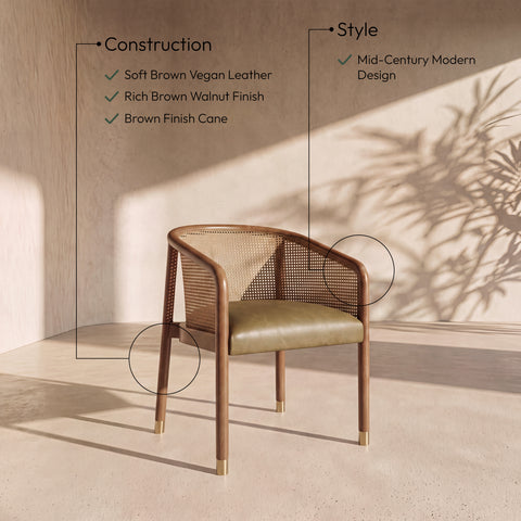 Paloma Brown Vegan Leather Upholstered Dining Chair, 2-Piece