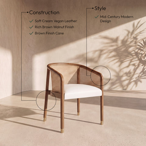 Paloma Cream Vegan Leather Upholstered Dining Chair, 2-Piece
