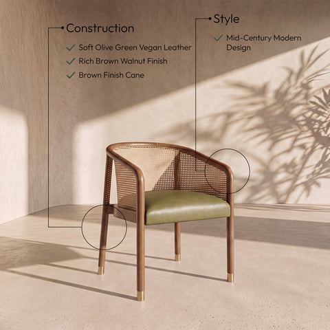 Paloma Olive Vegan Leather Upholstered Dining Chair, 2-Piece