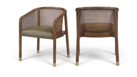 Paloma Olive Vegan Leather Upholstered Dining Chair, 2-Piece