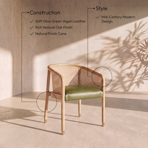 Paloma Olive Vegan Leather Upholstered Dining Chair, 2-Piece (Style 2)
