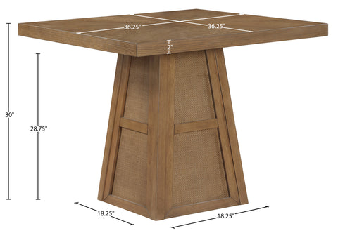Vale 36.25" Brown Cane, Oak Veneer And Solid Wood Dining Table, 1 Piece