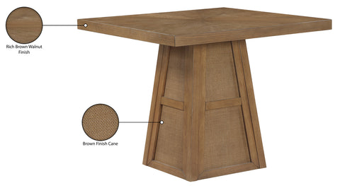 Vale 36.25" Brown Cane, Oak Veneer And Solid Wood Dining Table, 1 Piece