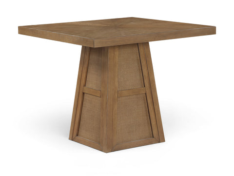 Vale 36.25" Brown Cane, Oak Veneer And Solid Wood Dining Table, 1 Piece