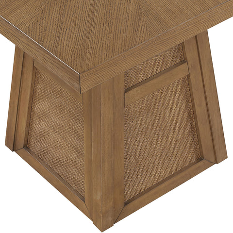 Vale 36.25" Brown Cane, Oak Veneer And Solid Wood Dining Table, 1 Piece