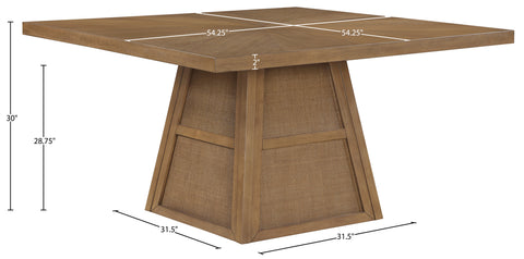 Vale 54.25" Brown Cane, Oak Veneer And Solid Wood Dining Table, 1 Piece