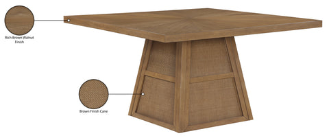 Vale 54.25" Brown Cane, Oak Veneer And Solid Wood Dining Table, 1 Piece