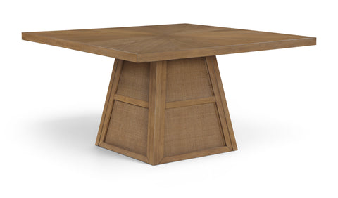 Vale 54.25" Brown Cane, Oak Veneer And Solid Wood Dining Table, 1 Piece