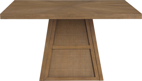 Vale 54.25" Brown Cane, Oak Veneer And Solid Wood Dining Table, 1 Piece