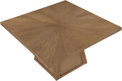 Vale 54.25" Brown Cane, Oak Veneer And Solid Wood Dining Table, 1 Piece