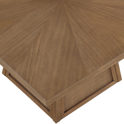 Vale 54.25" Brown Cane, Oak Veneer And Solid Wood Dining Table, 1 Piece
