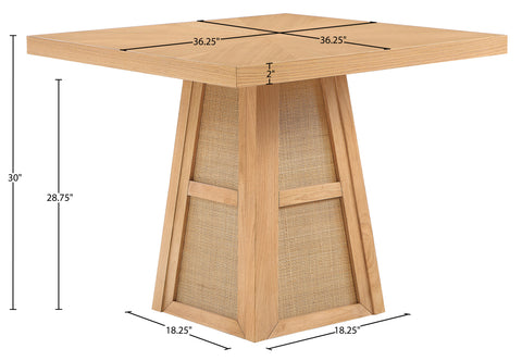Vale 36.25" Natural Cane, Oak Veneer And Solid Wood Dining Table, 1 Piece