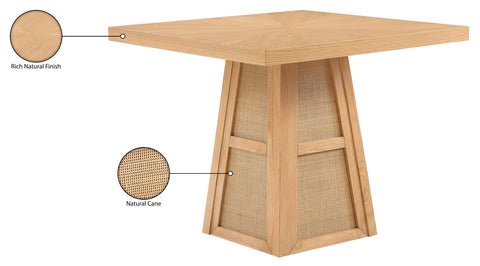 Vale 36.25" Natural Cane, Oak Veneer And Solid Wood Dining Table, 1 Piece