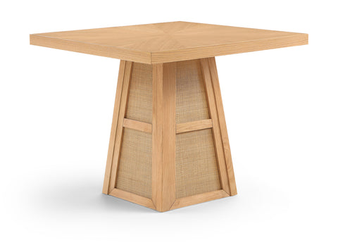 Vale 36.25" Natural Cane, Oak Veneer And Solid Wood Dining Table, 1 Piece