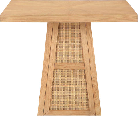 Vale 36.25" Natural Cane, Oak Veneer And Solid Wood Dining Table, 1 Piece