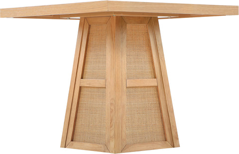 Vale 36.25" Natural Cane, Oak Veneer And Solid Wood Dining Table, 1 Piece