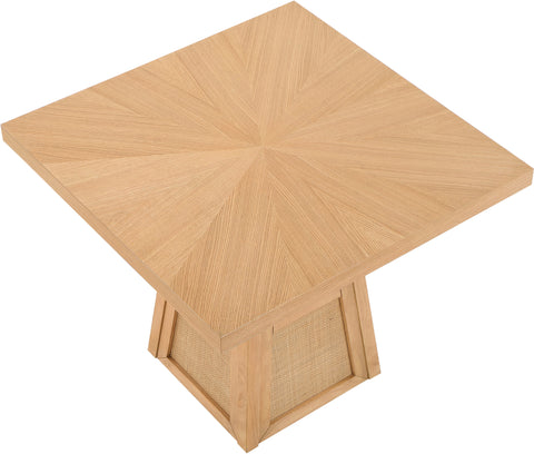 Vale 36.25" Natural Cane, Oak Veneer And Solid Wood Dining Table, 1 Piece
