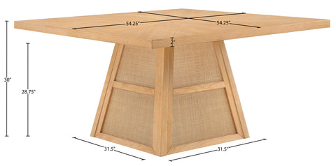 Vale 54.25" Natural Cane, Oak Veneer And Solid Wood Dining Table, 1 Piece