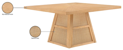 Vale 54.25" Natural Cane, Oak Veneer And Solid Wood Dining Table, 1 Piece
