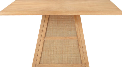 Vale 54.25" Natural Cane, Oak Veneer And Solid Wood Dining Table, 1 Piece