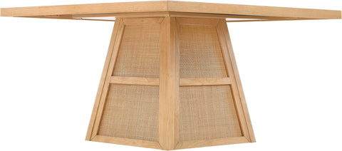 Vale 54.25" Natural Cane, Oak Veneer And Solid Wood Dining Table, 1 Piece