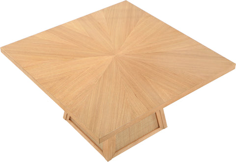 Vale 54.25" Natural Cane, Oak Veneer And Solid Wood Dining Table, 1 Piece