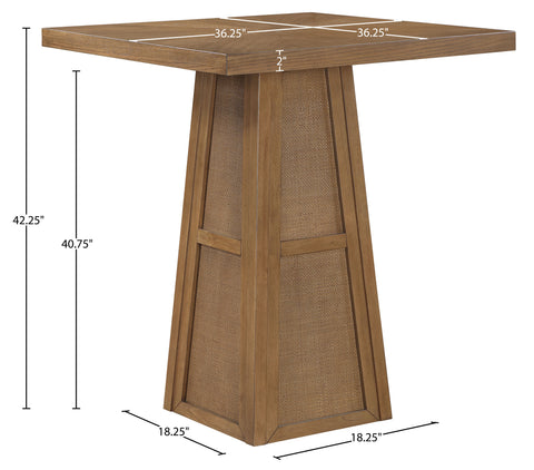 Vale 36.25" Brown Cane, Oak Veneer And Solid Wood Bar Height Table, 1 Piece