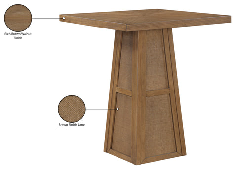 Vale 36.25" Brown Cane, Oak Veneer And Solid Wood Bar Height Table, 1 Piece