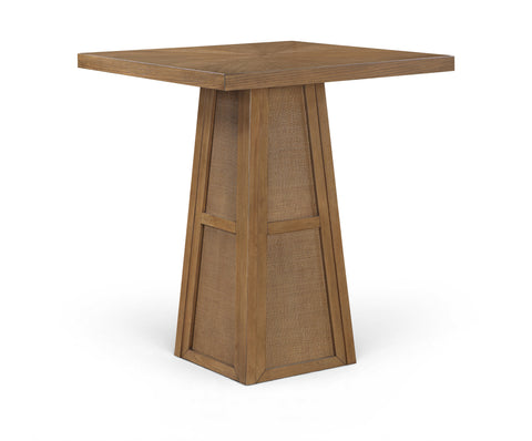 Vale 36.25" Brown Cane, Oak Veneer And Solid Wood Bar Height Table, 1 Piece