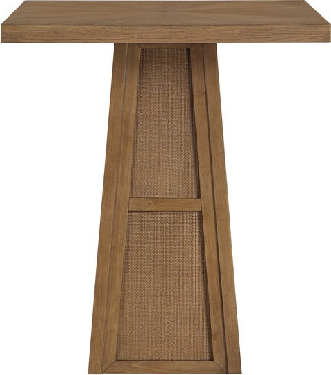 Vale 36.25" Brown Cane, Oak Veneer And Solid Wood Bar Height Table, 1 Piece