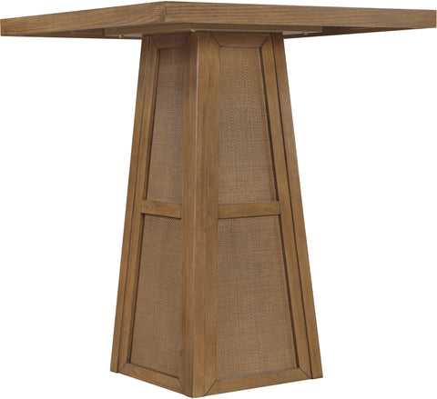 Vale 36.25" Brown Cane, Oak Veneer And Solid Wood Bar Height Table, 1 Piece