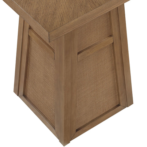 Vale 36.25" Brown Cane, Oak Veneer And Solid Wood Bar Height Table, 1 Piece
