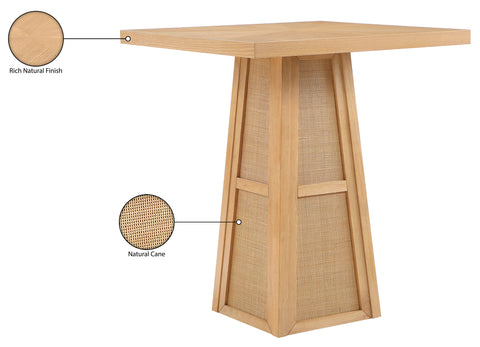 Vale 36.25" Natural Cane, Oak Veneer And Solid Wood Bar Height Table, 1 Piece