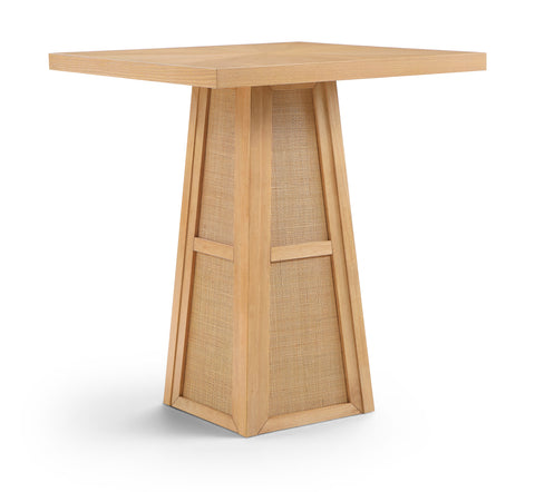 Vale 36.25" Natural Cane, Oak Veneer And Solid Wood Bar Height Table, 1 Piece
