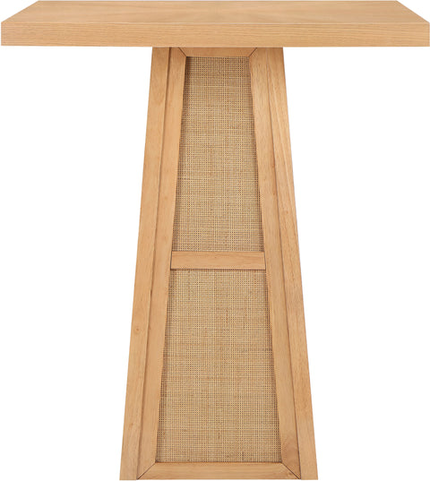 Vale 36.25" Natural Cane, Oak Veneer And Solid Wood Bar Height Table, 1 Piece