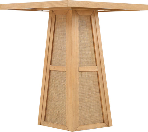 Vale 36.25" Natural Cane, Oak Veneer And Solid Wood Bar Height Table, 1 Piece