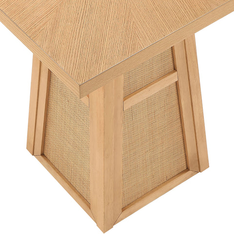 Vale 36.25" Natural Cane, Oak Veneer And Solid Wood Bar Height Table, 1 Piece