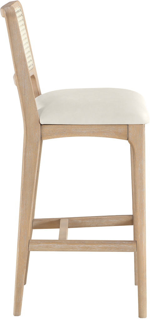 Harlow Cream Cane Back And Vegan Leather Upholstered Bar Stool, 2-Piece