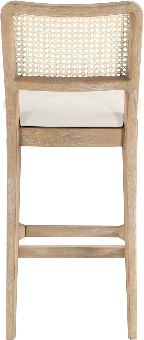 Harlow Cream Cane Back And Vegan Leather Upholstered Bar Stool, 2-Piece