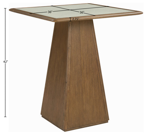 Harlow 36" Brown Walnut Glass And Cane Top With Solid Wood Base Bar Height Table, 1 Piece