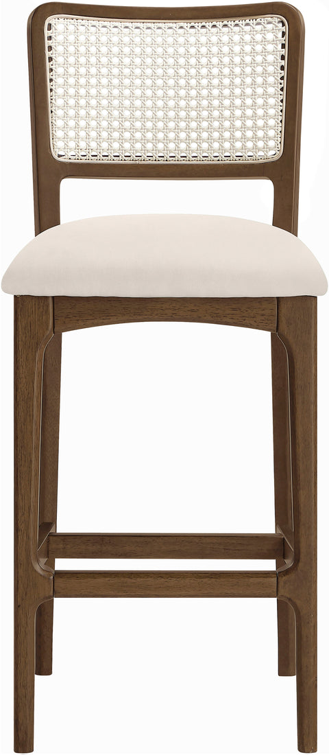 Harlow Cream Cane Back And Vegan Leather Upholstered Bar Stool, 2-Piece (Style 2)