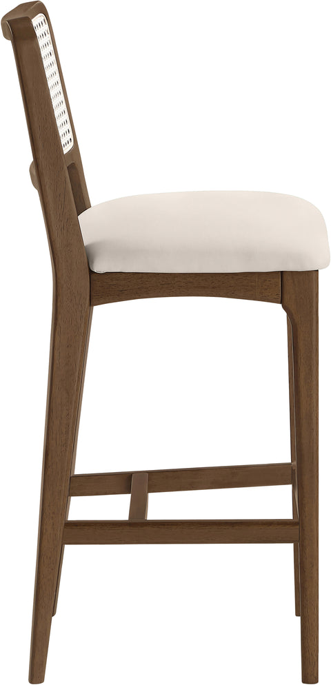 Harlow Cream Cane Back And Vegan Leather Upholstered Bar Stool, 2-Piece (Style 2)