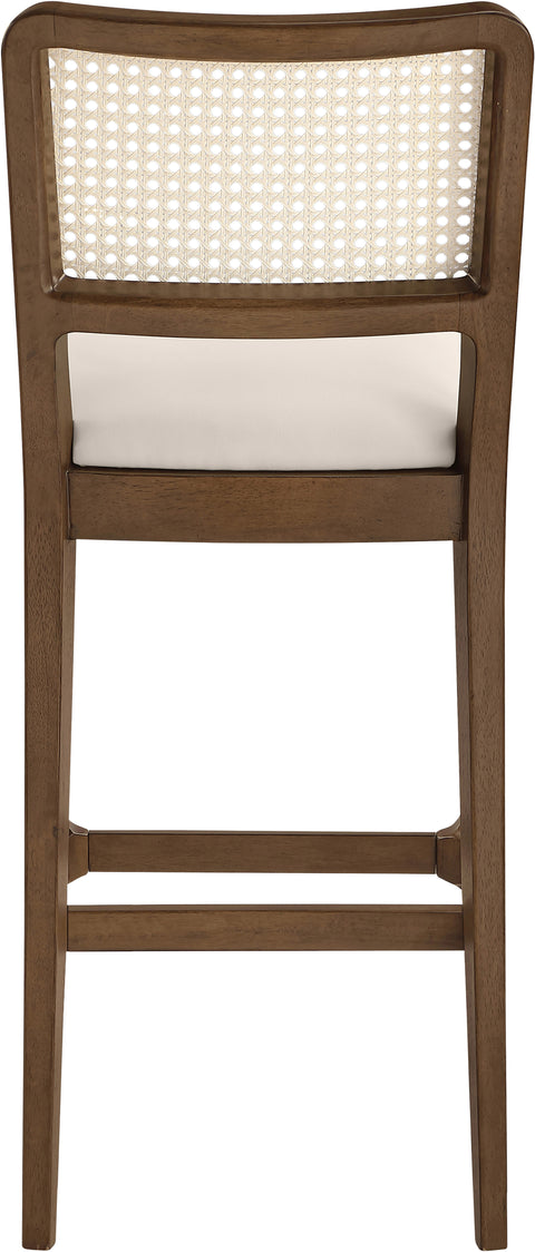 Harlow Cream Cane Back And Vegan Leather Upholstered Bar Stool, 2-Piece (Style 2)
