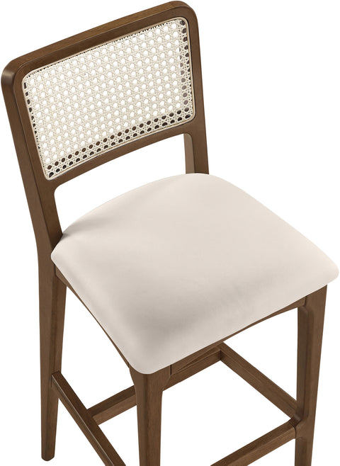 Harlow Cream Cane Back And Vegan Leather Upholstered Bar Stool, 2-Piece (Style 2)