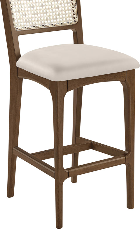 Harlow Cream Cane Back And Vegan Leather Upholstered Bar Stool, 2-Piece (Style 2)