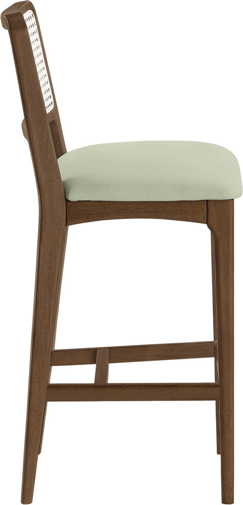Harlow Mint Cane Back And Vegan Leather Upholstered Bar Stool, 2-Piece