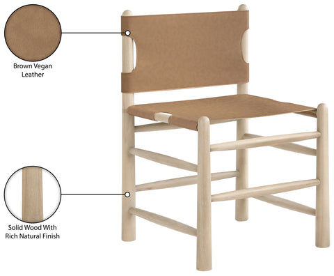 Faye Brown Vegan Leather Upholstered Dining Chair, 2-Piece