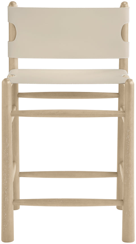 Faye Beige Vegan Leather Upholstered Counter Stool, 1 Piece