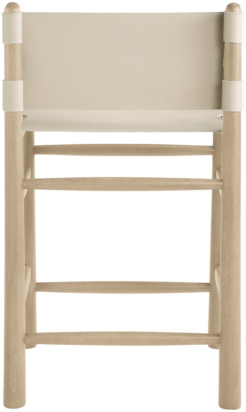 Faye Beige Vegan Leather Upholstered Counter Stool, 1 Piece
